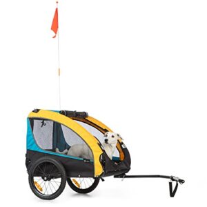 Klarfit Husky City Fahrradanhänger, Fahrrad Anhänger für Hunde, Hundefahrradanhänger mit Reflektoren & Lleine, Hundebuggy, Fahrradanhänger Hunde Gefedert, Hundeanhänger für Fahrrad